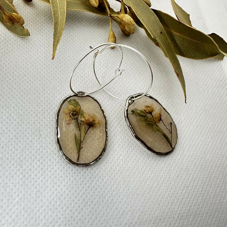 Australian Handmade Flower Resin Hoop Earrings