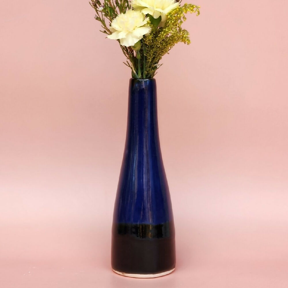 Handmade Ceramic Bud Vase - Sapphire Glazed