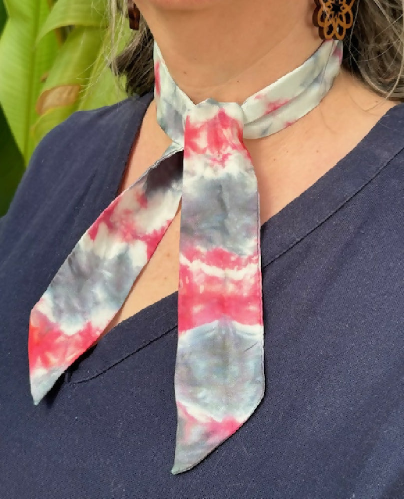 Tie dyed silk Twilly scarf