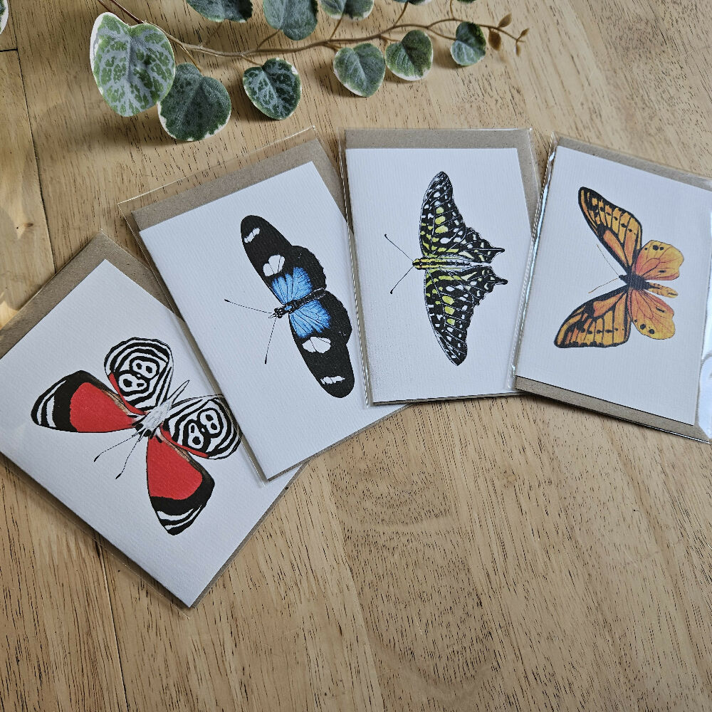 Watercolour Greeting Cards - Butterflies - Set of 4