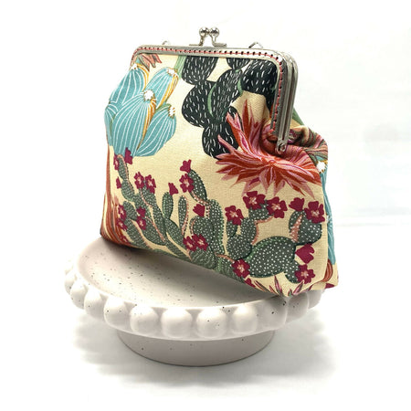 Square kiss-lock frame purse - desert flowers print