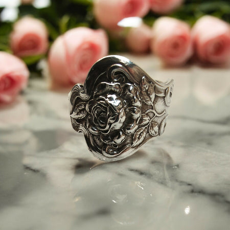 Antique Tea Rose Spoon Ring