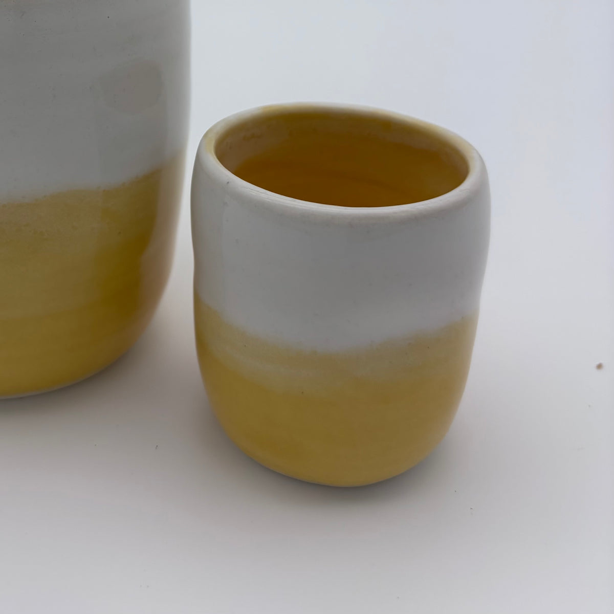 Handmade Ceramic Espresso Cup | Wheel Thrown | Handleless | Thumb Print | Duo Colours