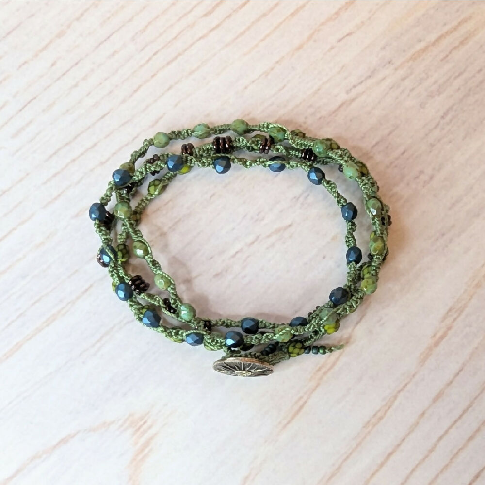 Macrame bracelet |wrap bracelet | beaded button bracelet | boho