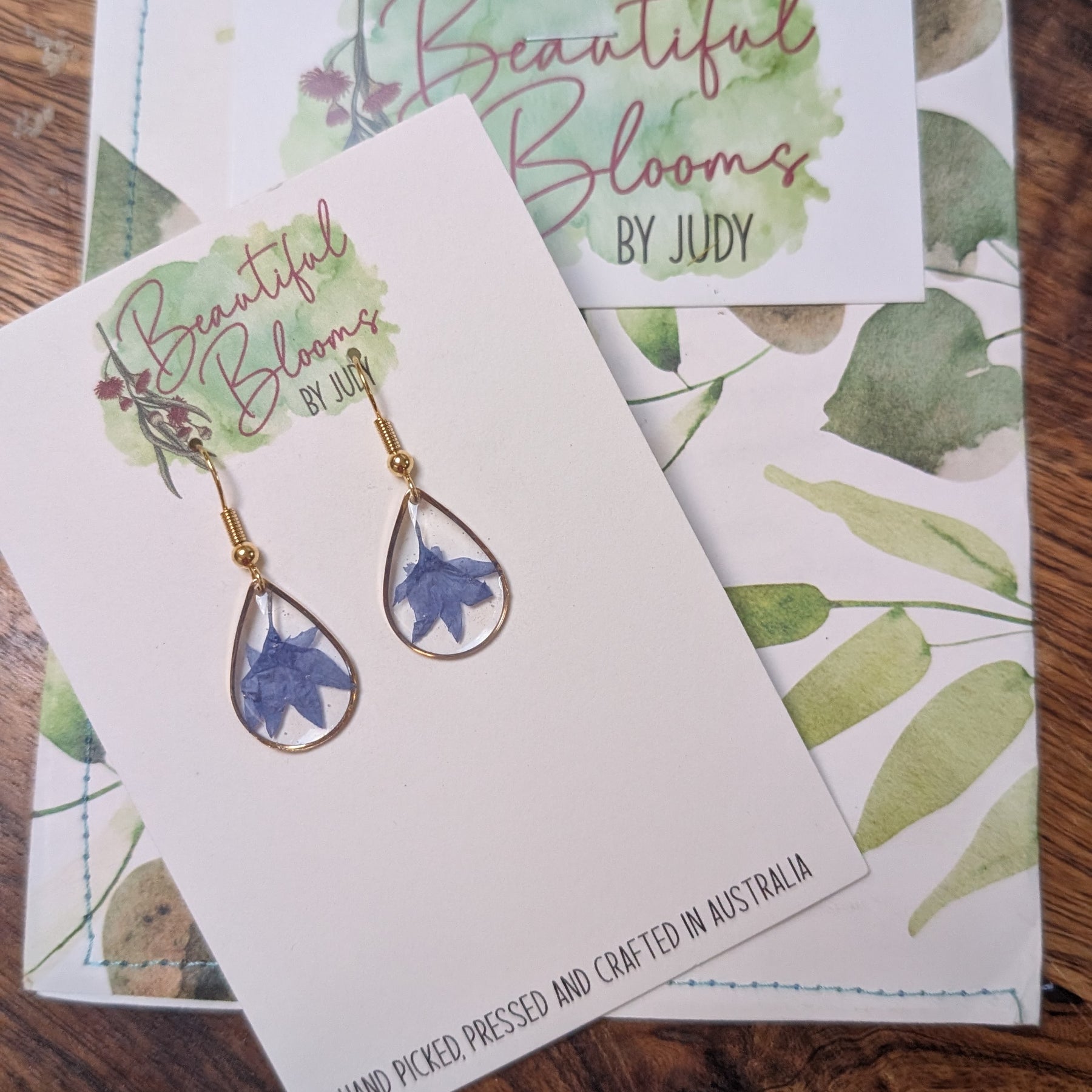Cornflower Resin Earrings, Elegant, Bright, Natural