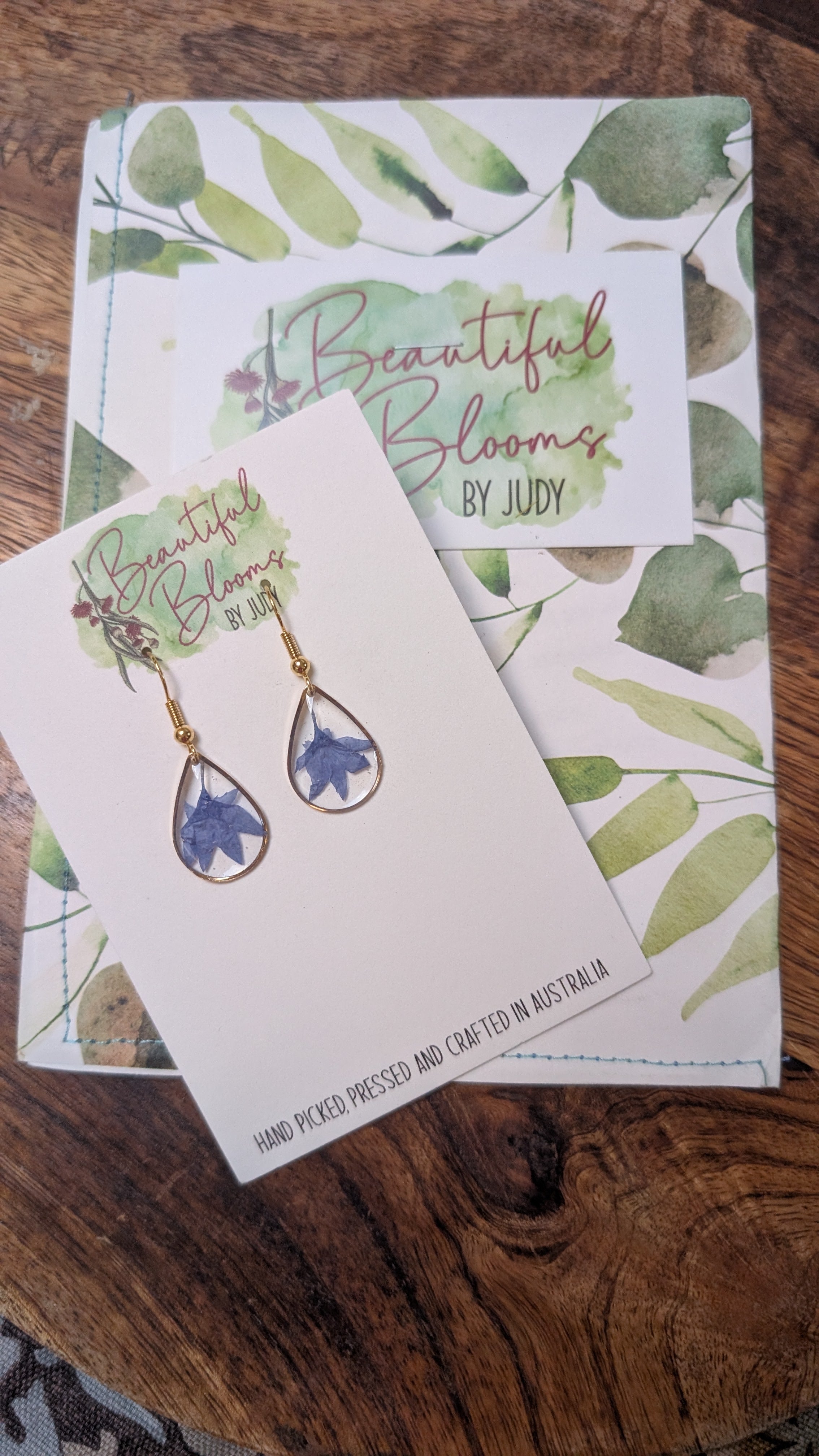 Cornflower Resin Earrings, Elegant, Bright, Natural