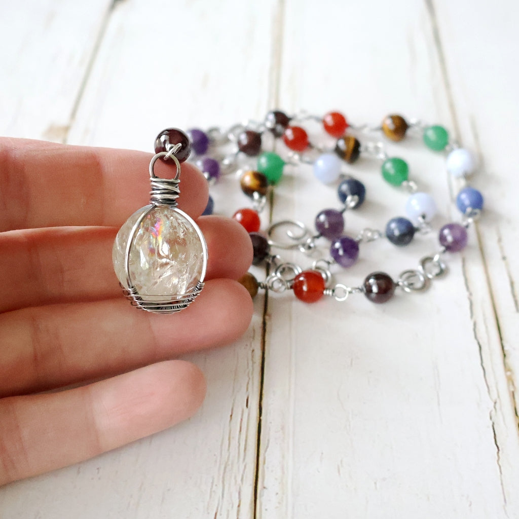 RESERVED ~ Long Chakra Necklace ~ Handcrafted with Australian Made Sterling Silver
