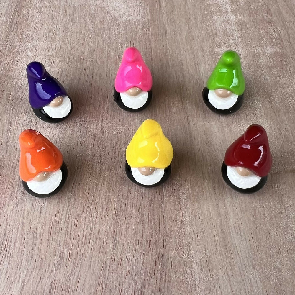 Gnome board game tokens (x6) (blue, green, orange, yellow, pink, red)