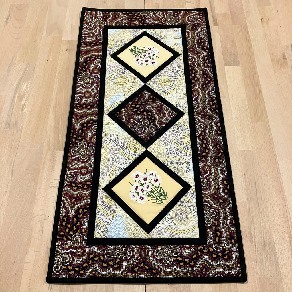 handmade Australian native quilted - geraldton wax (white)