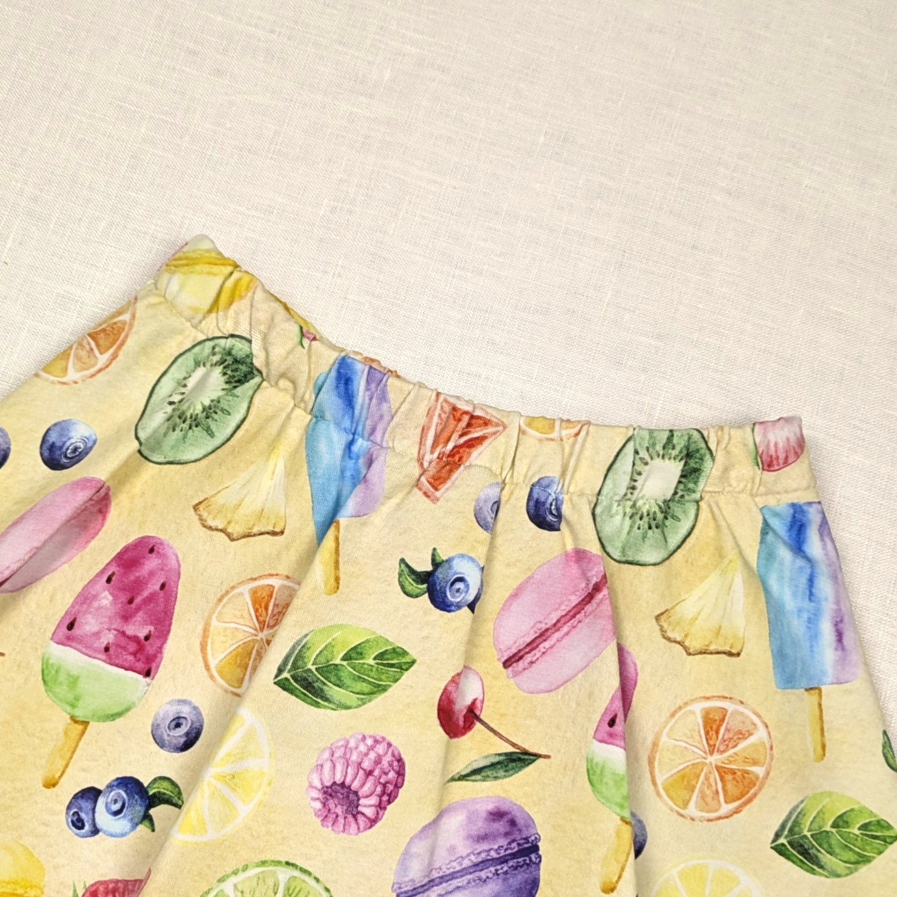 Handmade Skirt with shorts for active kids | Summer Fruits Collection | size 2