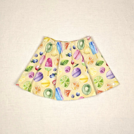 Handmade Skirt with shorts for active kids | Summer Fruits Collection | size 2