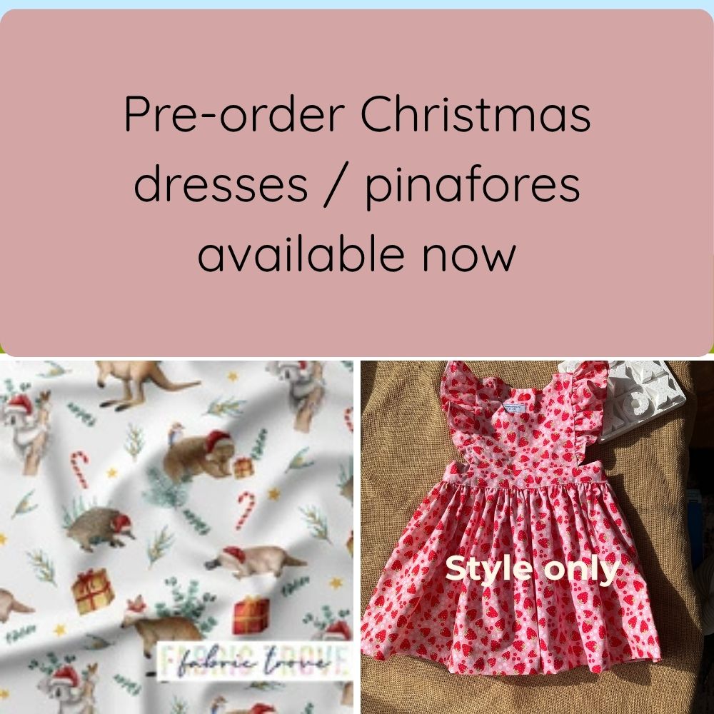PRE ORDER Christmas fabric | Aussie animals | pinafore/ dresses | various sizes