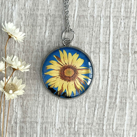 Sunflower Pendant Necklace • Choose your chain length