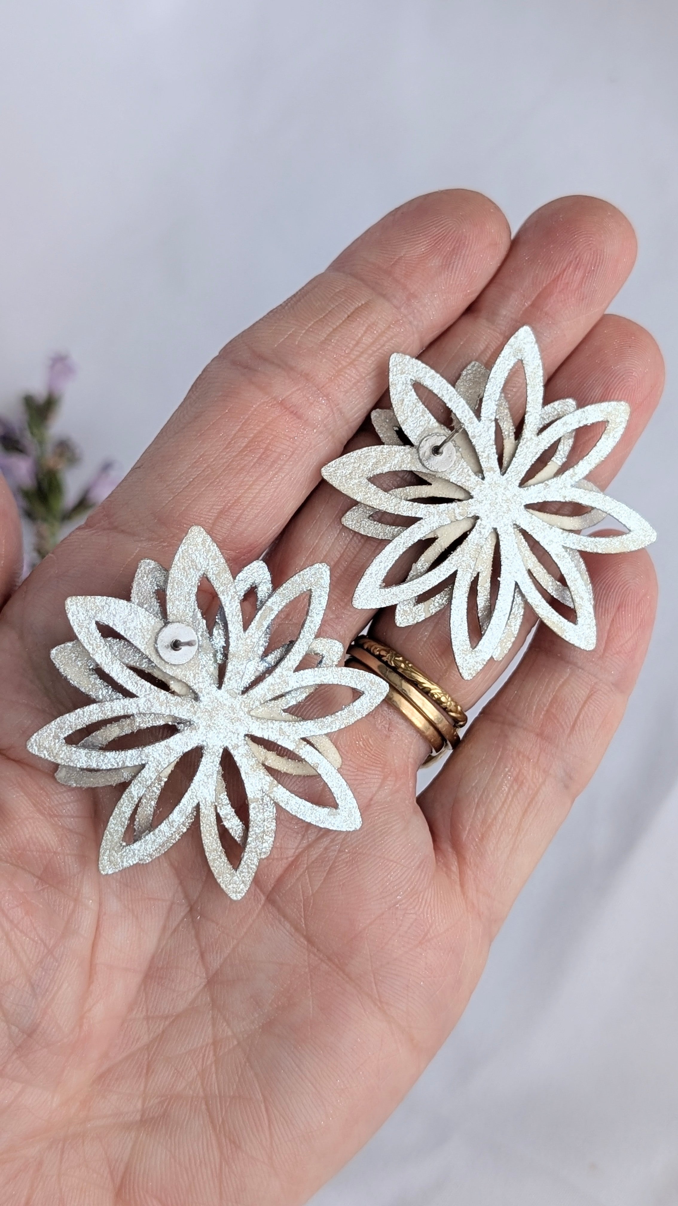 Handmade Watercolour Floral Earrings – Lobe or Helix Piercing