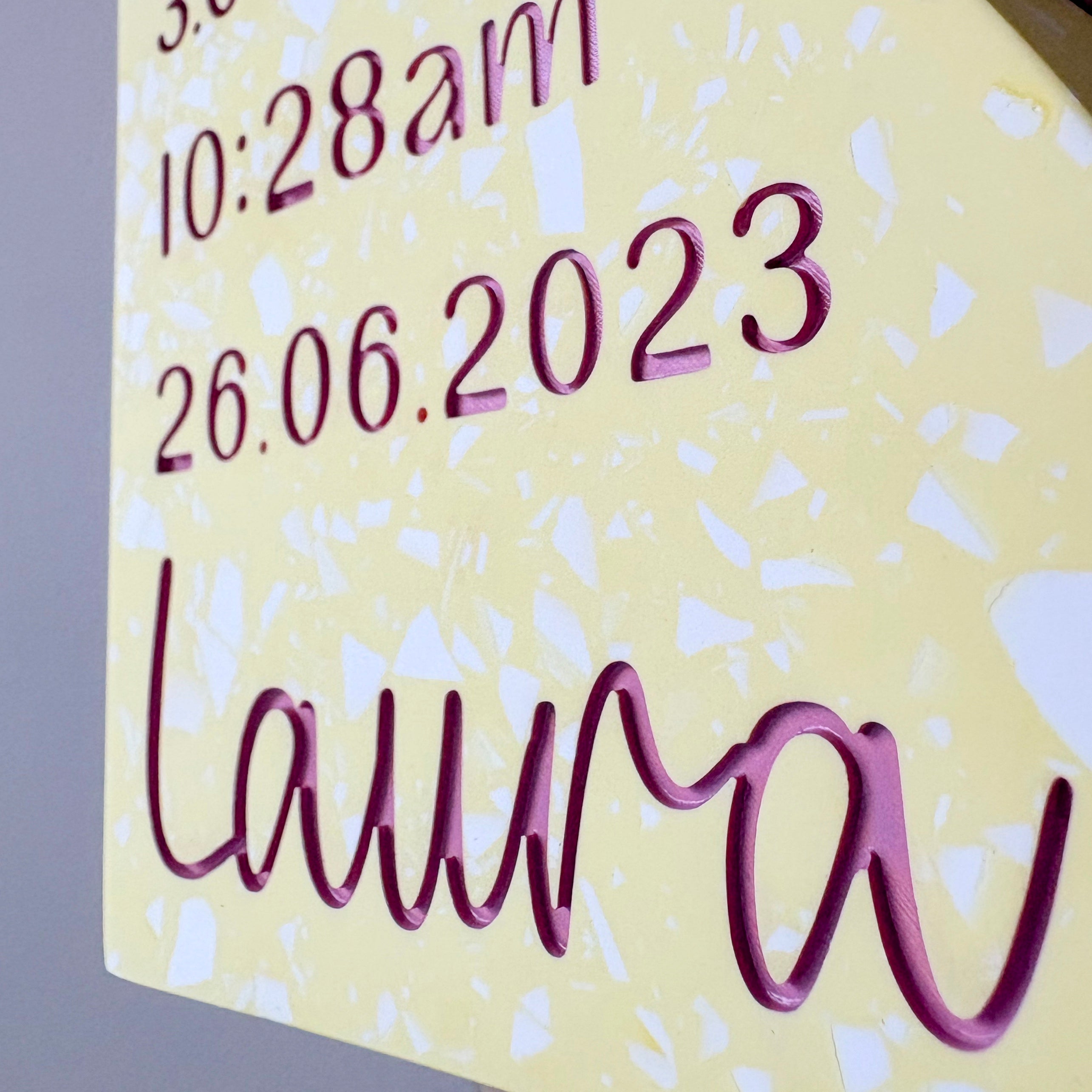 Personalised Birth Details Terrazzo Bookend - Choose your colours