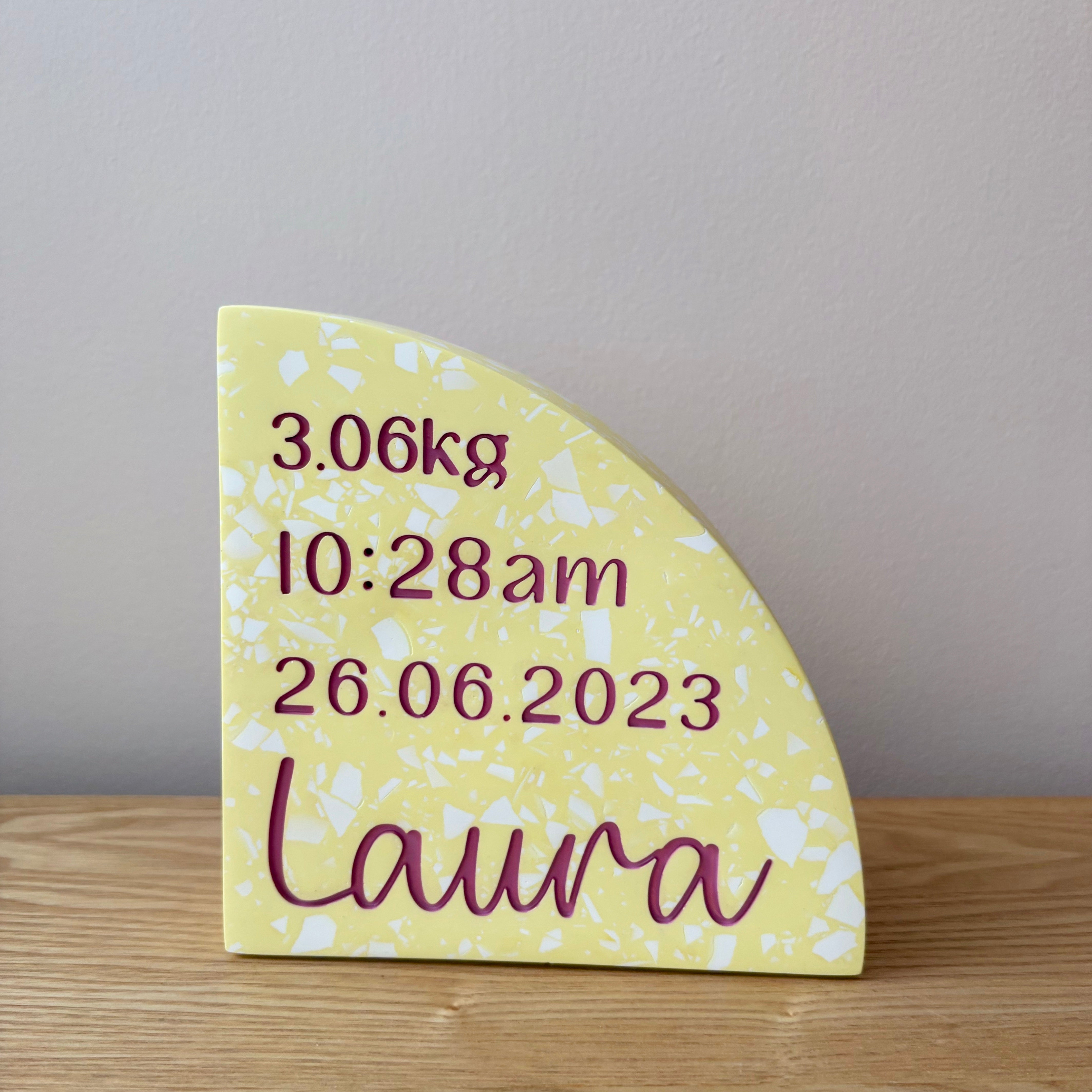 Personalised Birth Details Terrazzo Bookend - Choose your colours
