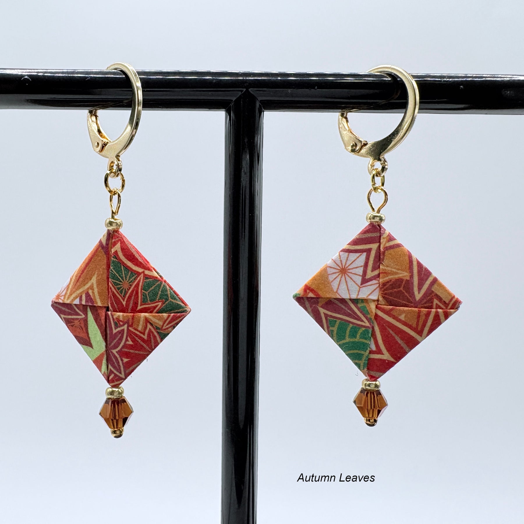 Origami Earrings – Botanicals of the Seasons – Set of 4.  Japanese Paper Jewellery
