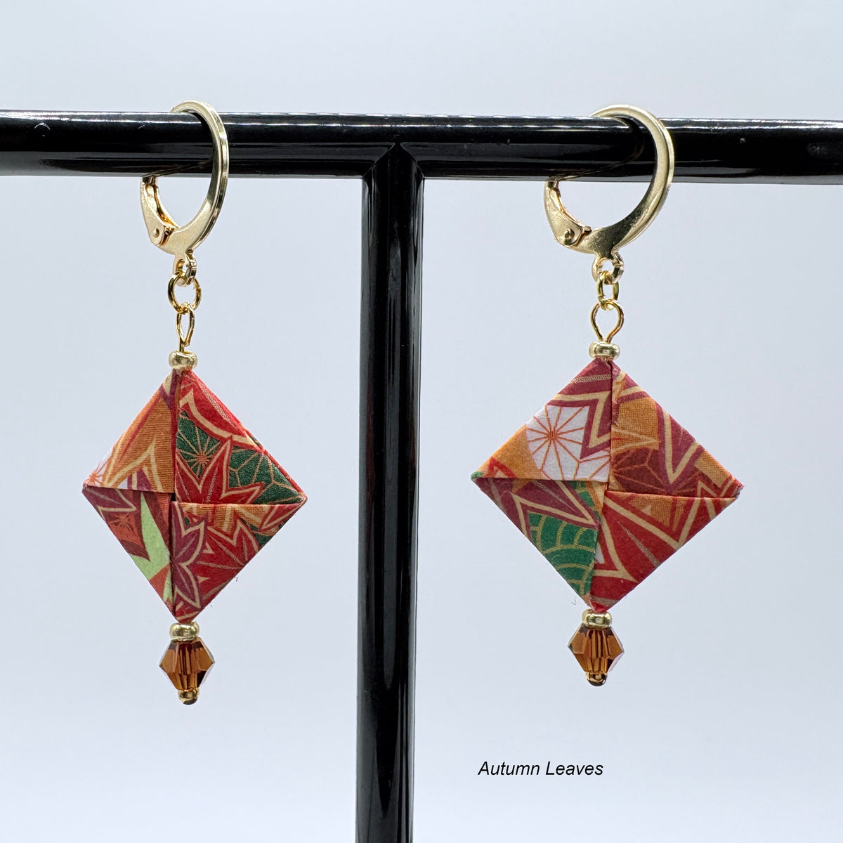 Origami Earrings – Botanicals of the Seasons – Set of 4.  Japanese Paper Jewellery
