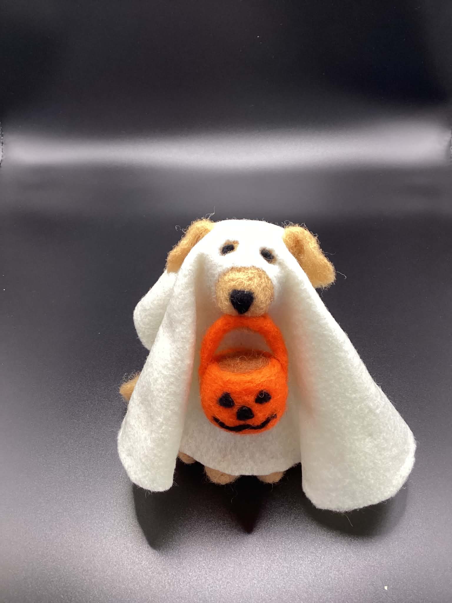 Halloween Needle felted Ghost Dog