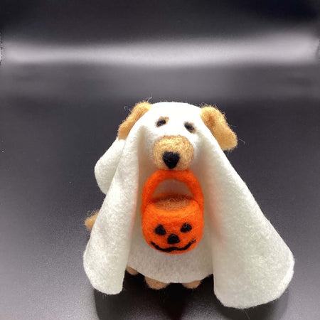 Halloween Needle felted Ghost Dog