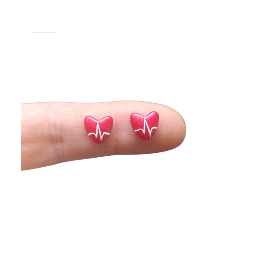 Heartbeat ECG stud earrings