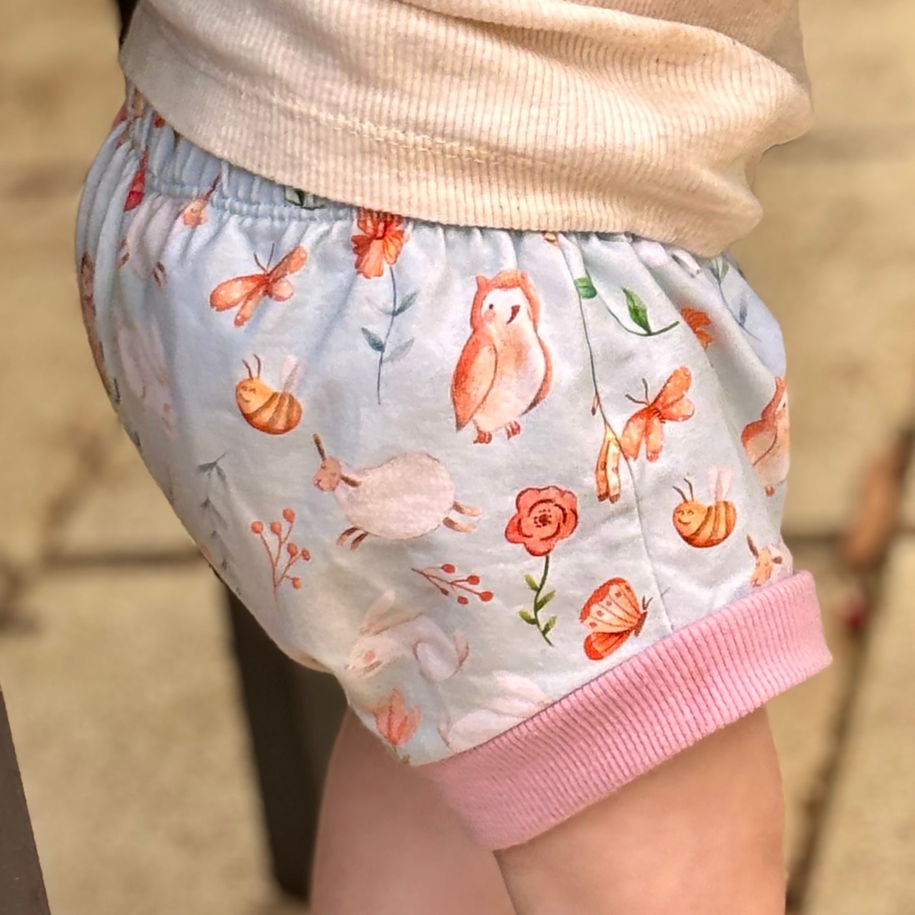 Baby Summer Shorties Set - Pink Blue Floral Bunnies