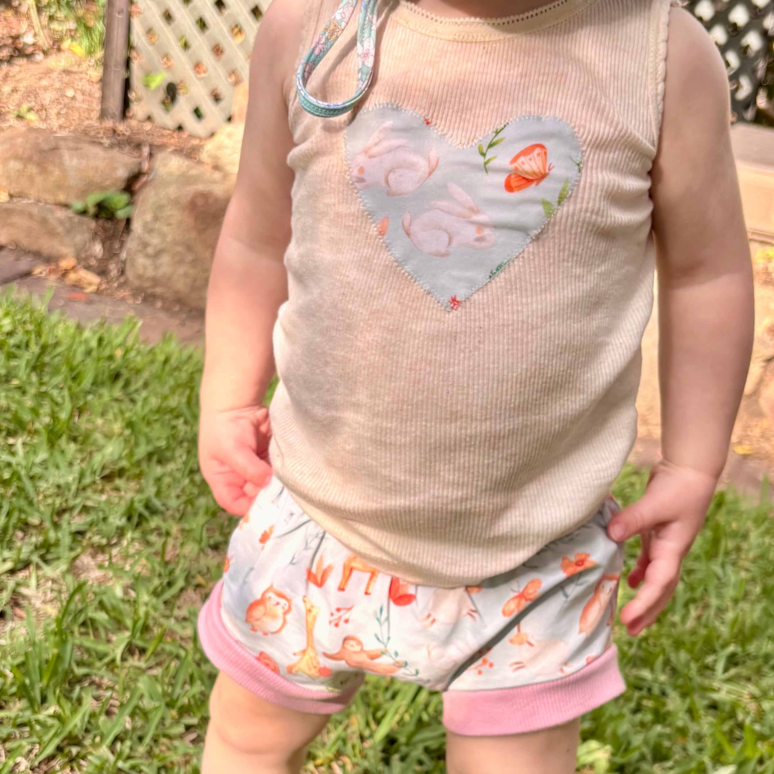 Baby Summer Shorties Set - Pink Blue Floral Bunnies
