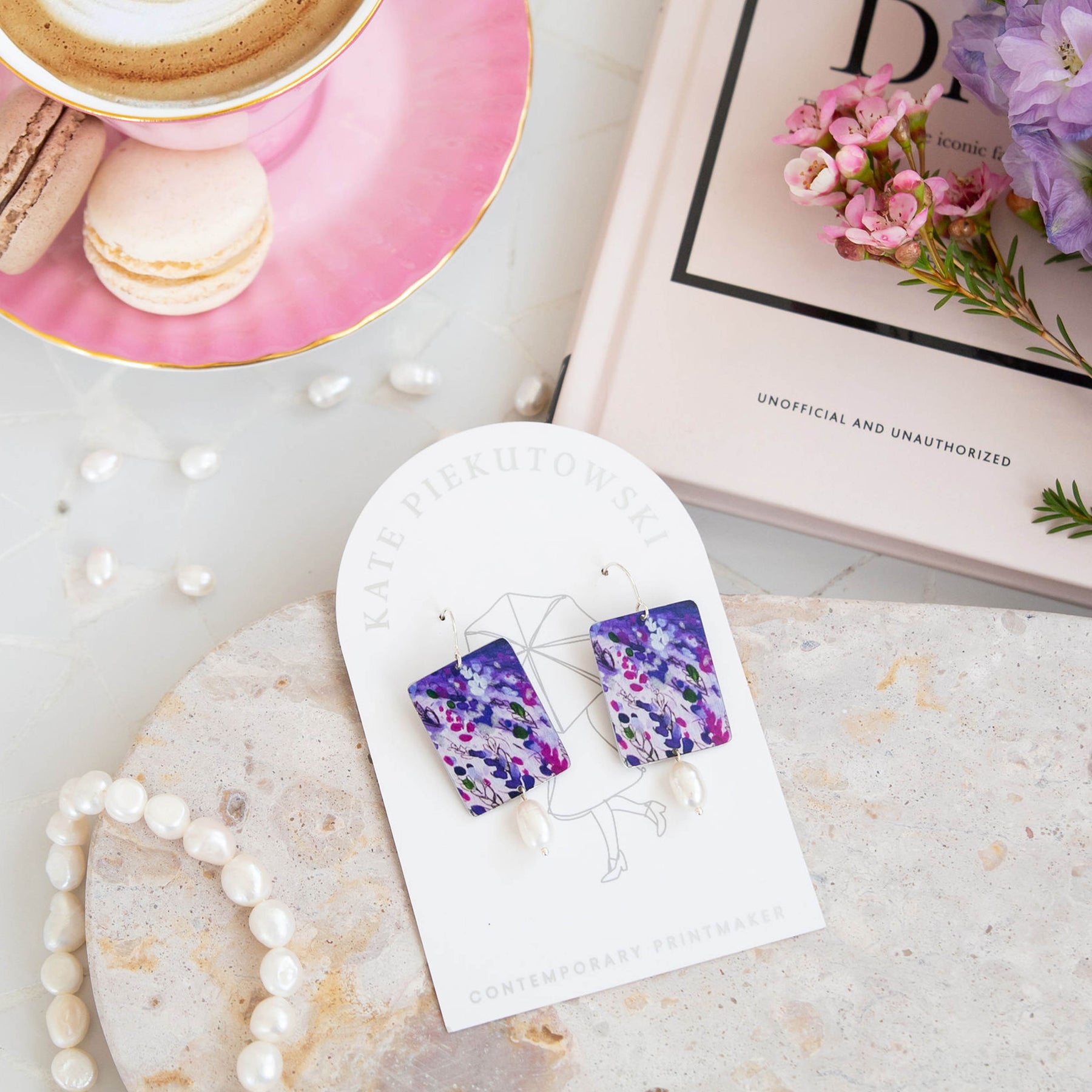 Bridgerton Purple Lavender Pearl Earrings