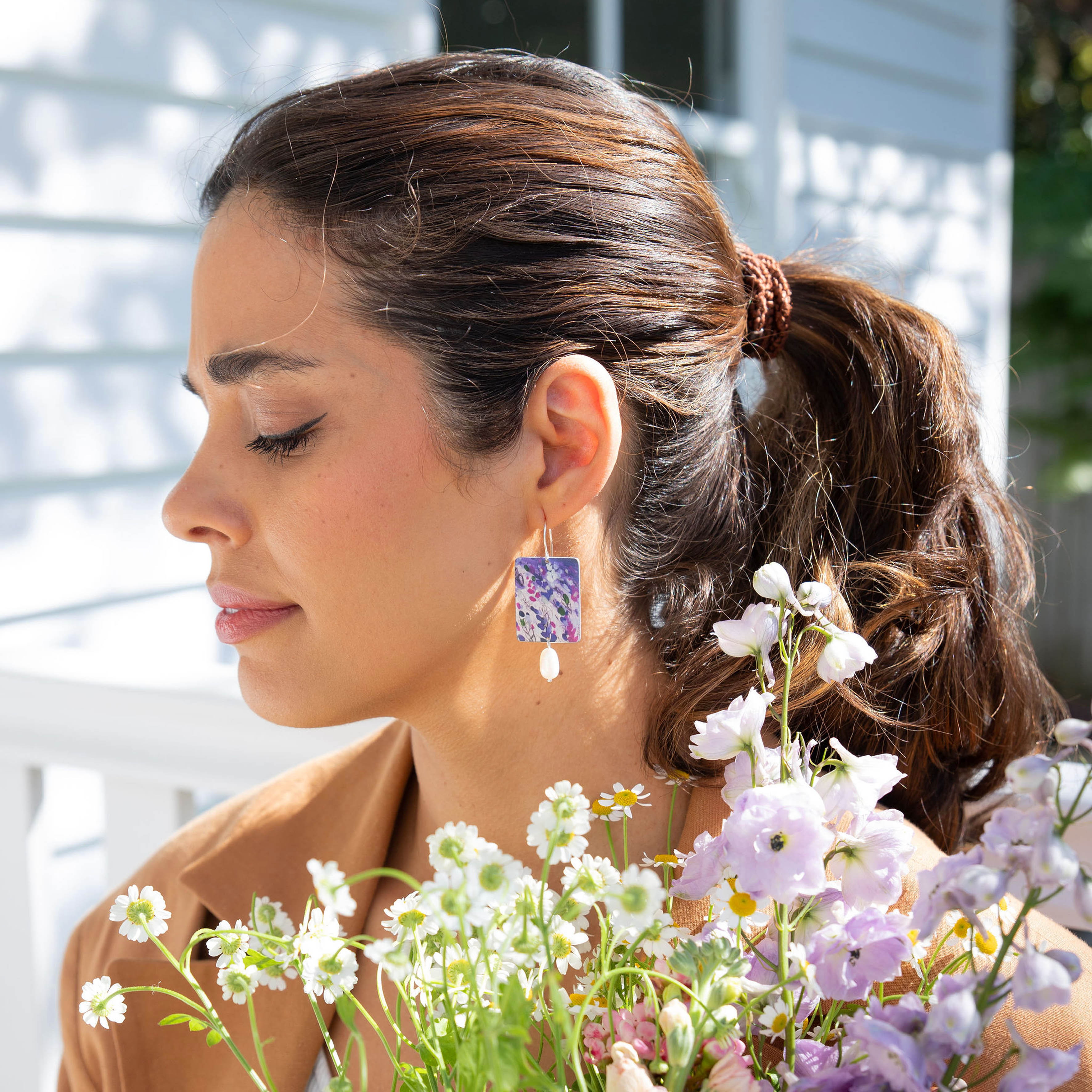 Bridgerton Purple Lavender Pearl Earrings