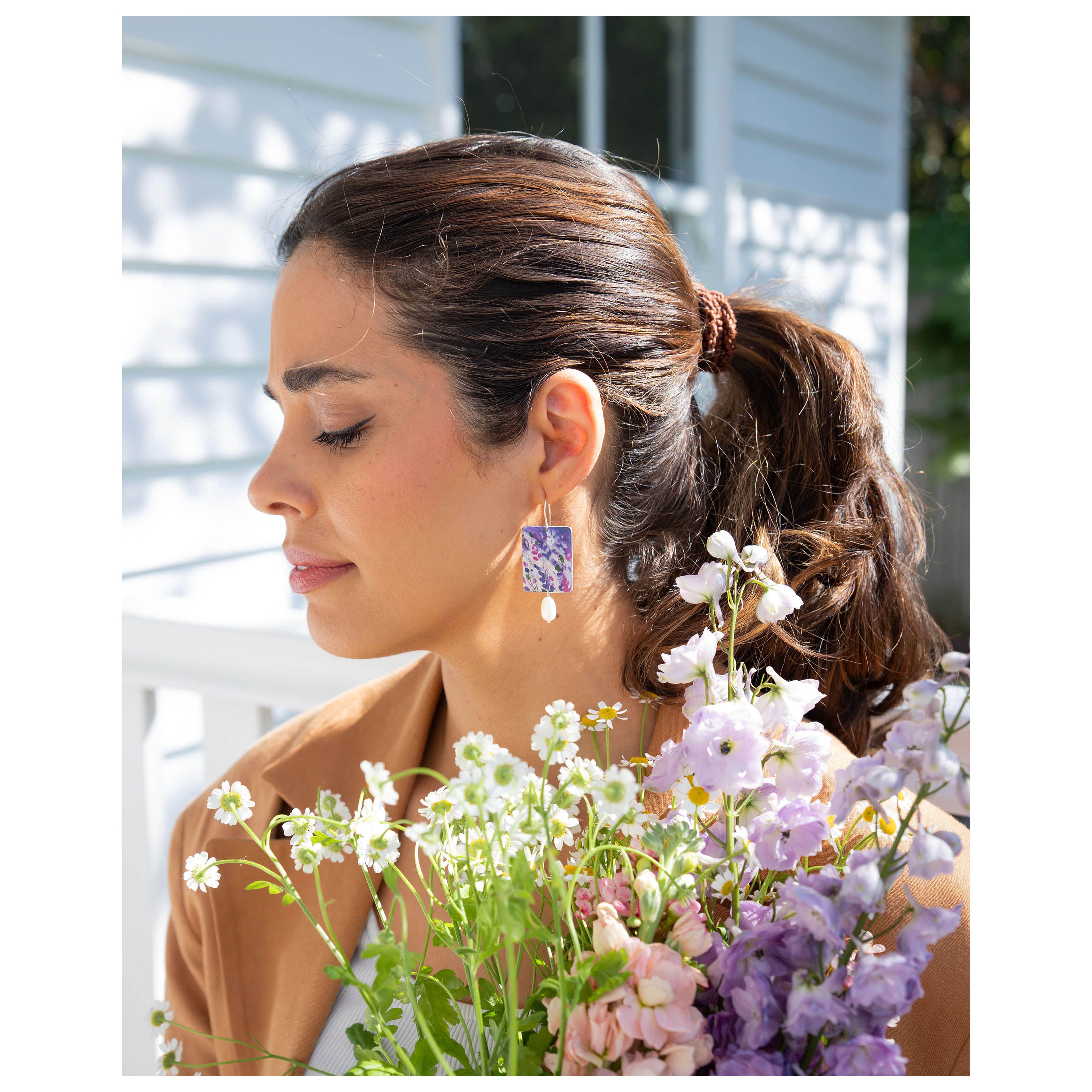 Bridgerton Purple Lavender Pearl Earrings