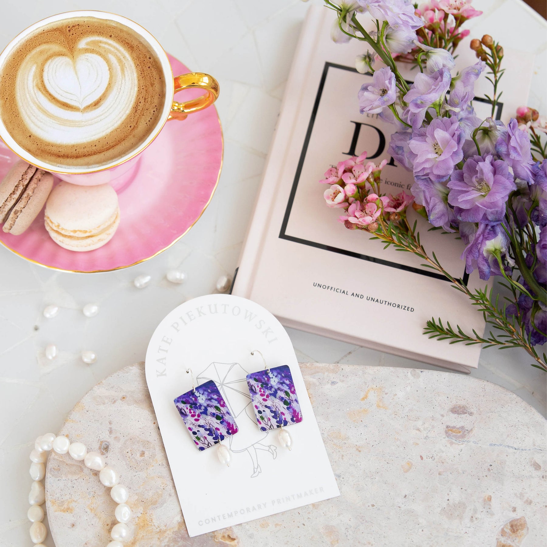 Bridgerton Purple Lavender Pearl Earrings