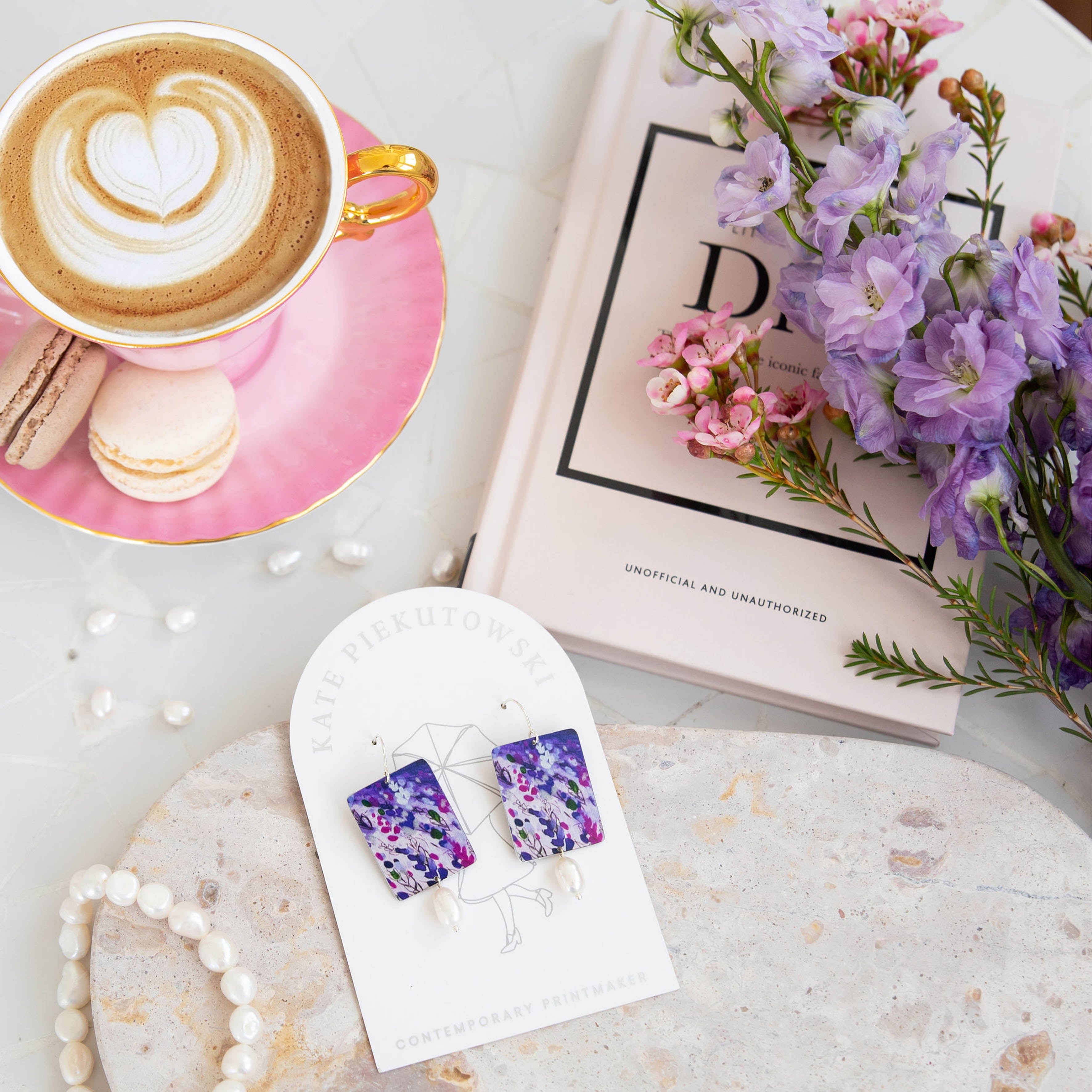 Bridgerton Purple Lavender Pearl Earrings