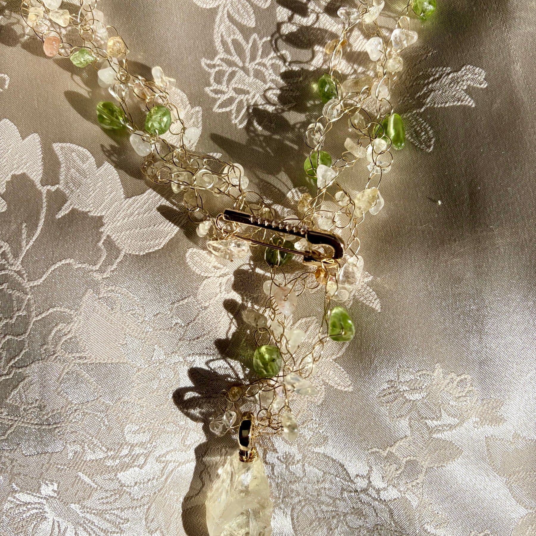 Spring Whisper crafted with natural Citrine and Peridot gemstones Necklace