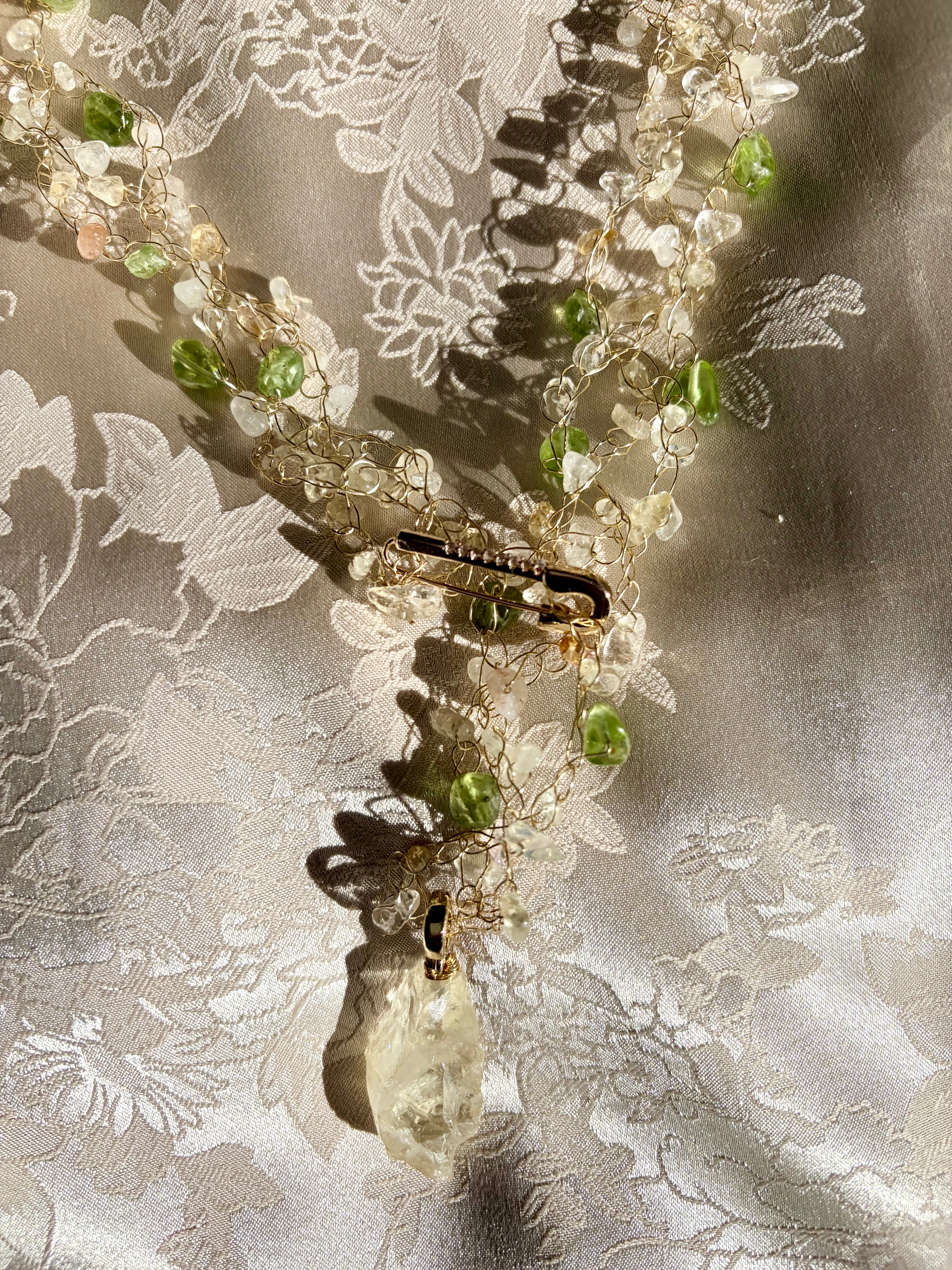 Spring Whisper crafted with natural Citrine and Peridot gemstones Necklace