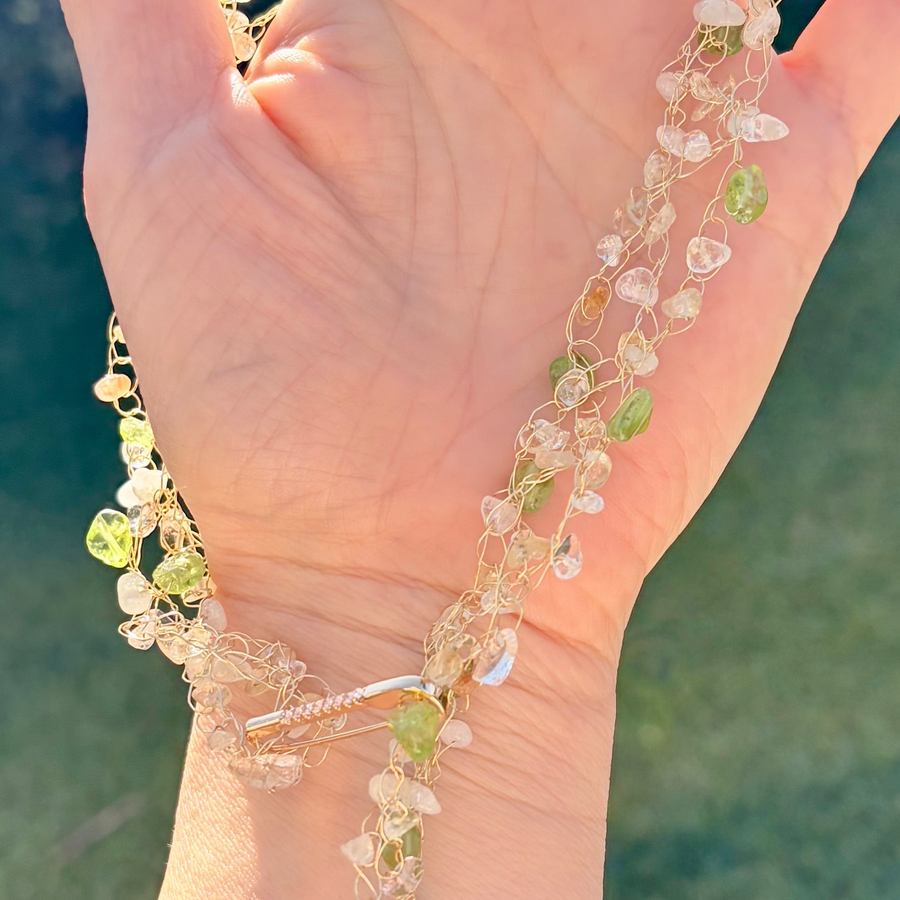 Spring Whisper crafted with natural Citrine and Peridot gemstones Necklace