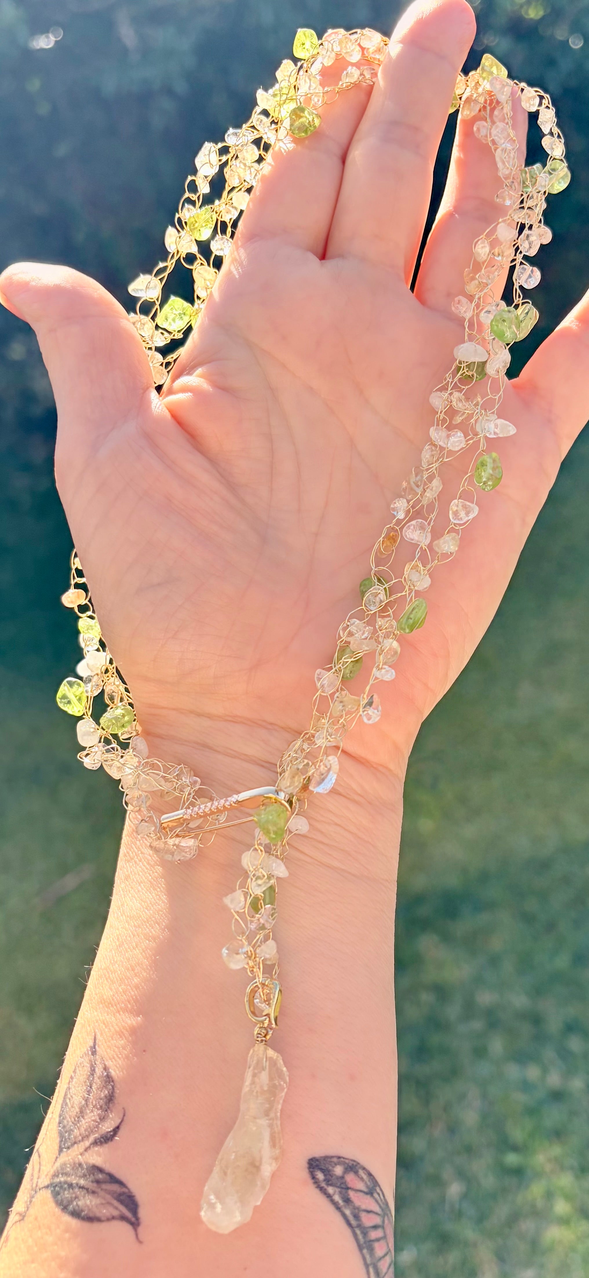Spring Whisper crafted with natural Citrine and Peridot gemstones Necklace