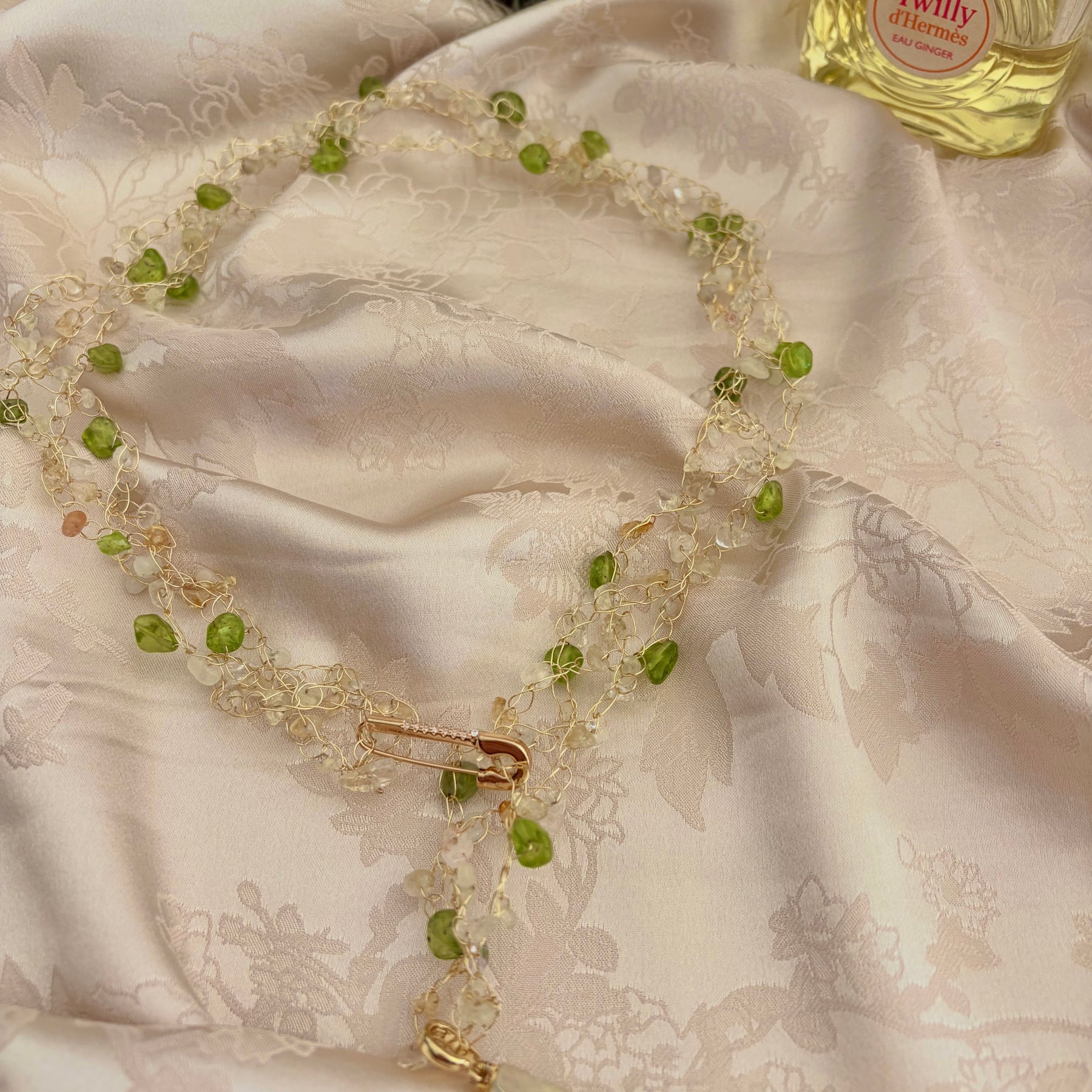Spring Whisper crafted with natural Citrine and Peridot gemstones Necklace