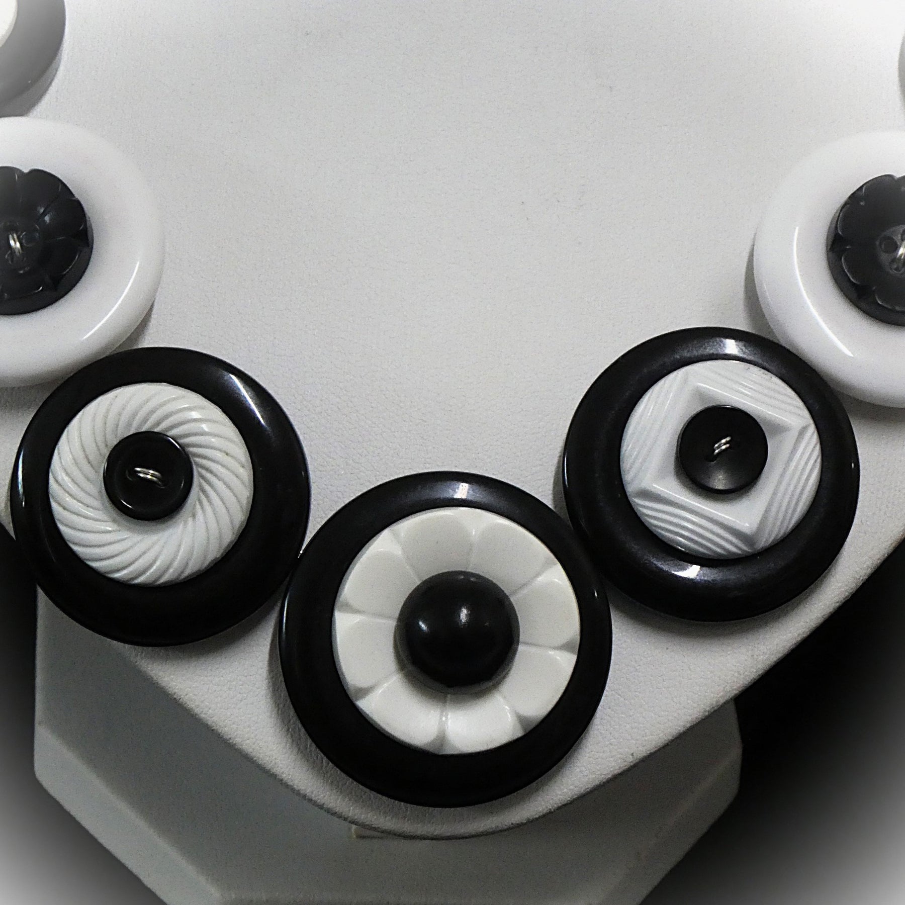 Button necklace - Black and White Night