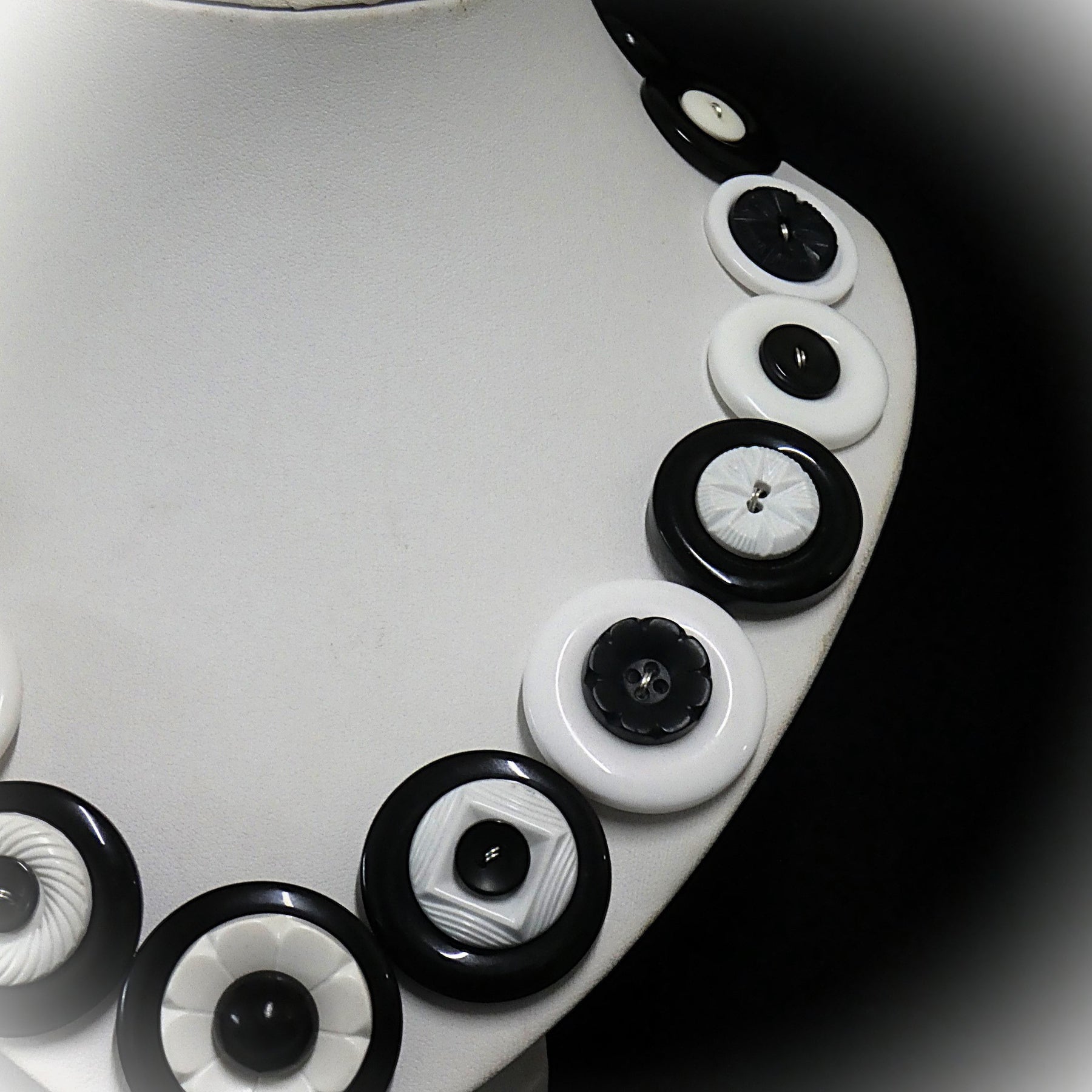 Button necklace - Black and White Night