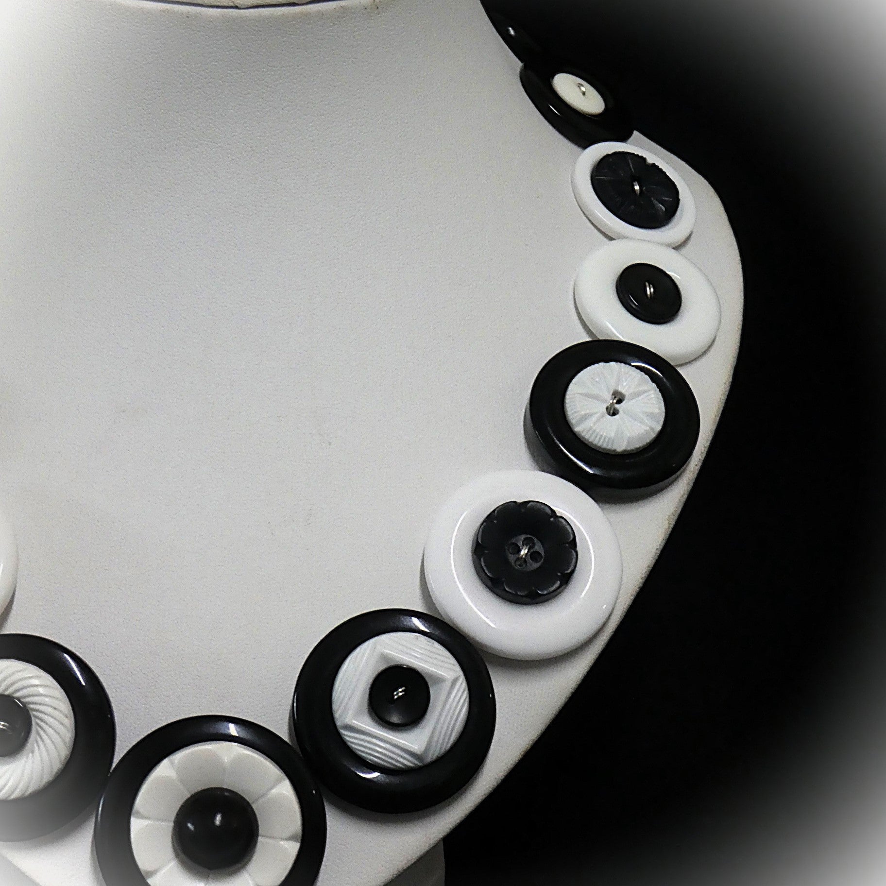 Button necklace - Black and White Night