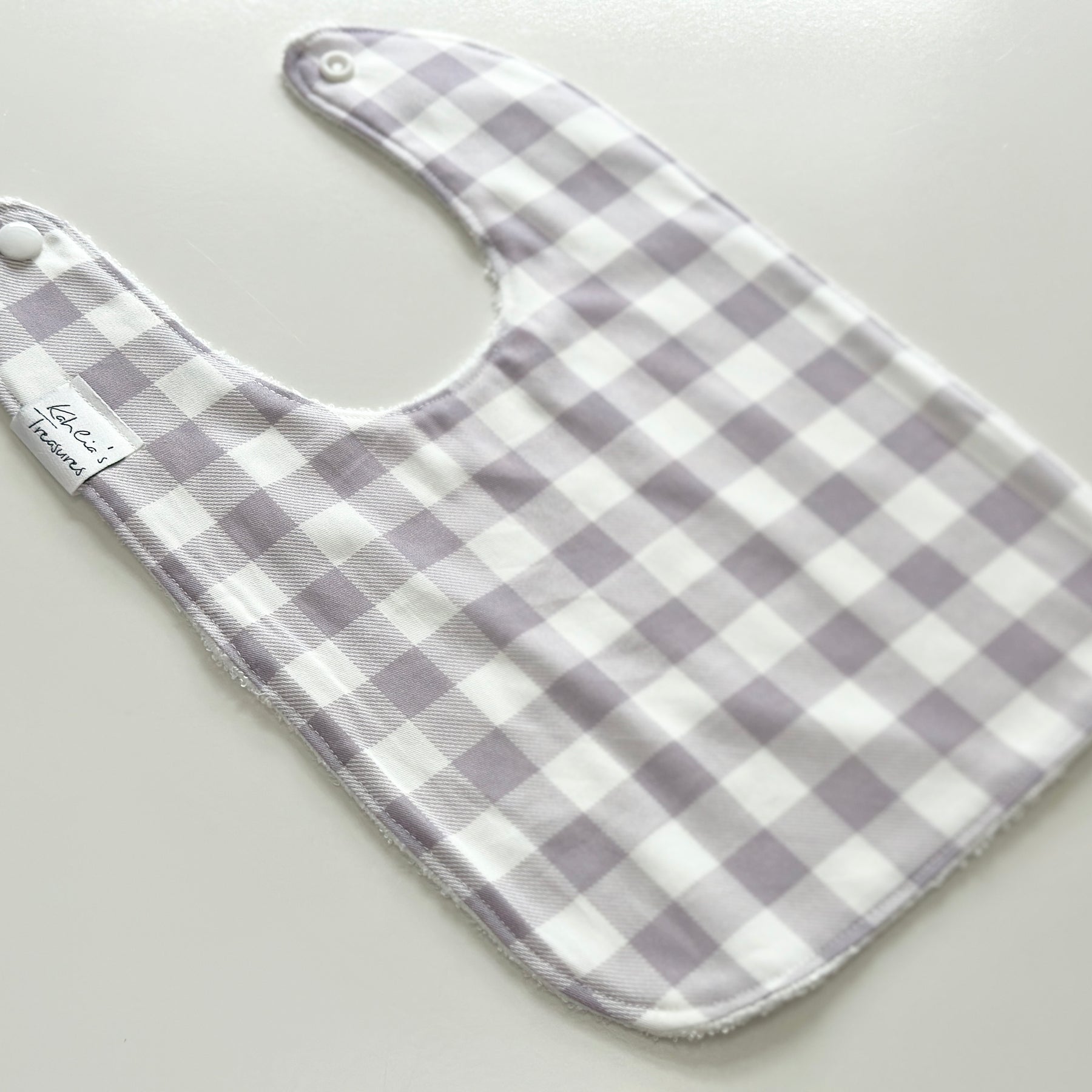 Lilac gingham bib