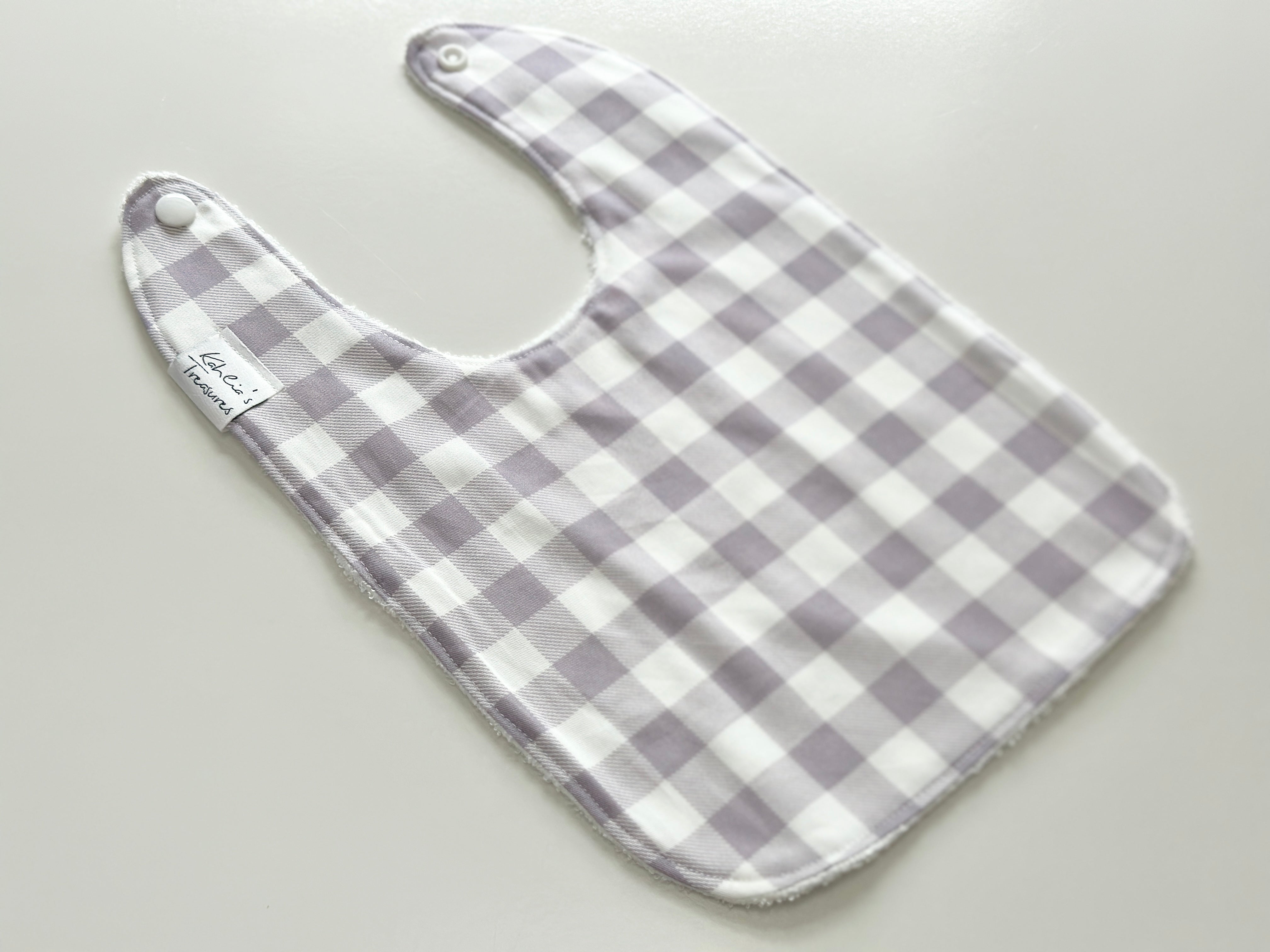 Lilac gingham bib
