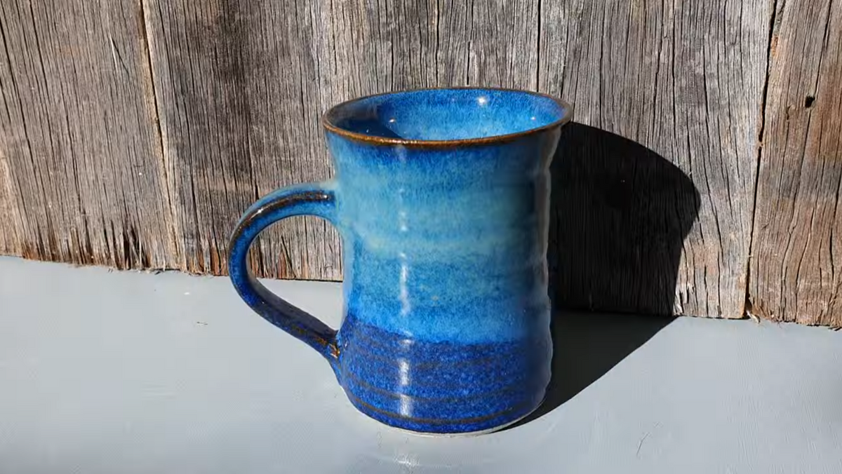Large Handmade Stoneware Mug: Blue Glazes, coffee mug