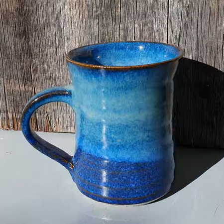 Large Handmade Stoneware Mug: Blue Glazes, coffee mug