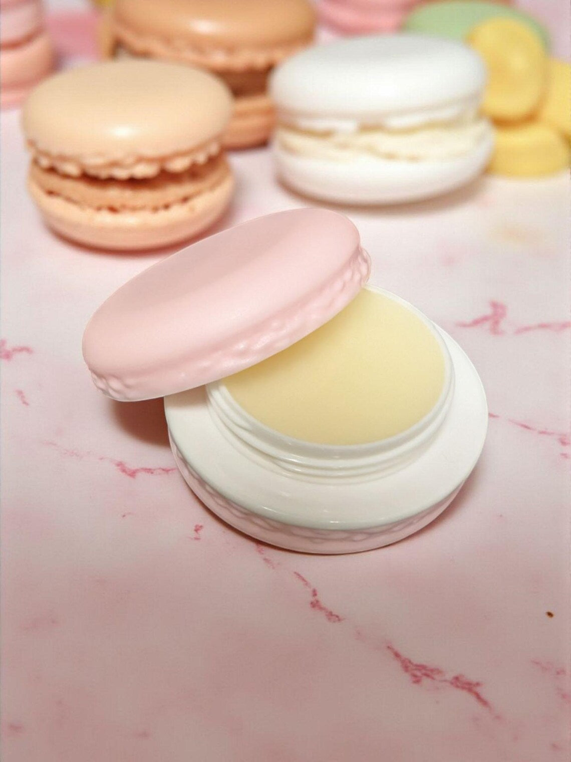 Handmade Lip Balm Sherbet - Vitamin E & Almond Oil in Adorable Macaroon Case