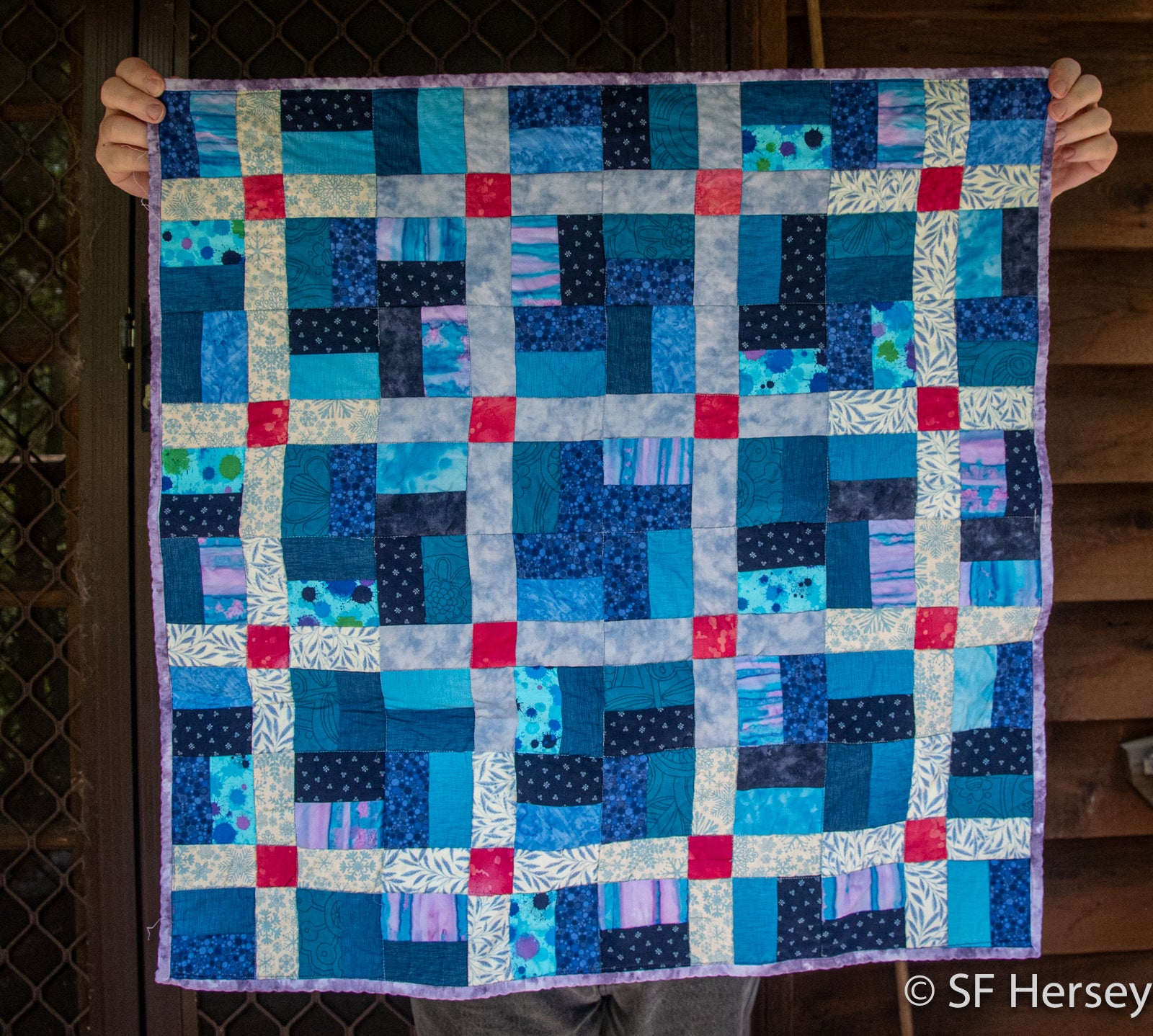 Blue Lap Quilt suitable for a Wheelchair