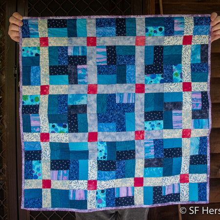 Blue Lap Quilt suitable for a Wheelchair
