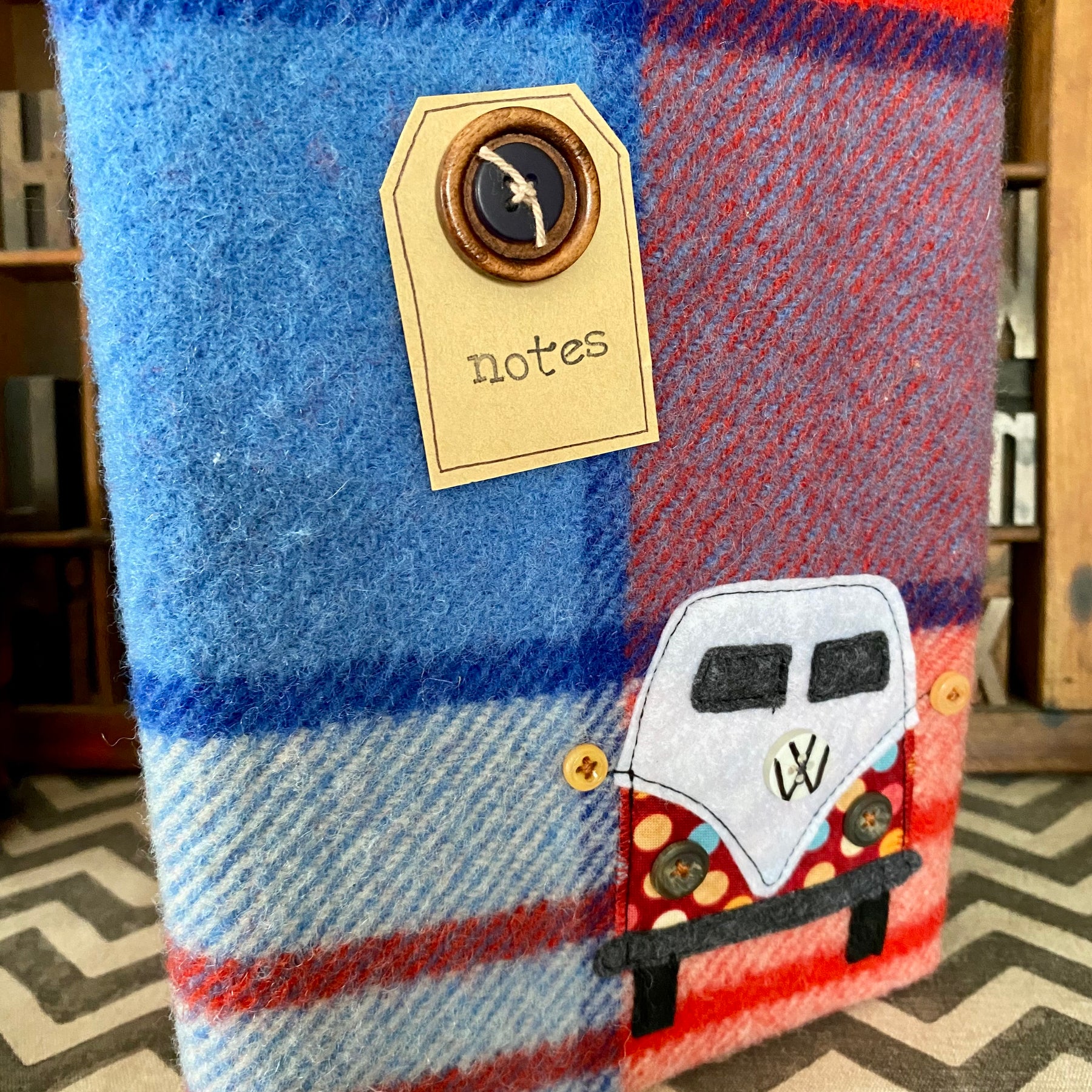 A5 Upcycled Notebook Kombi - Navy/Red