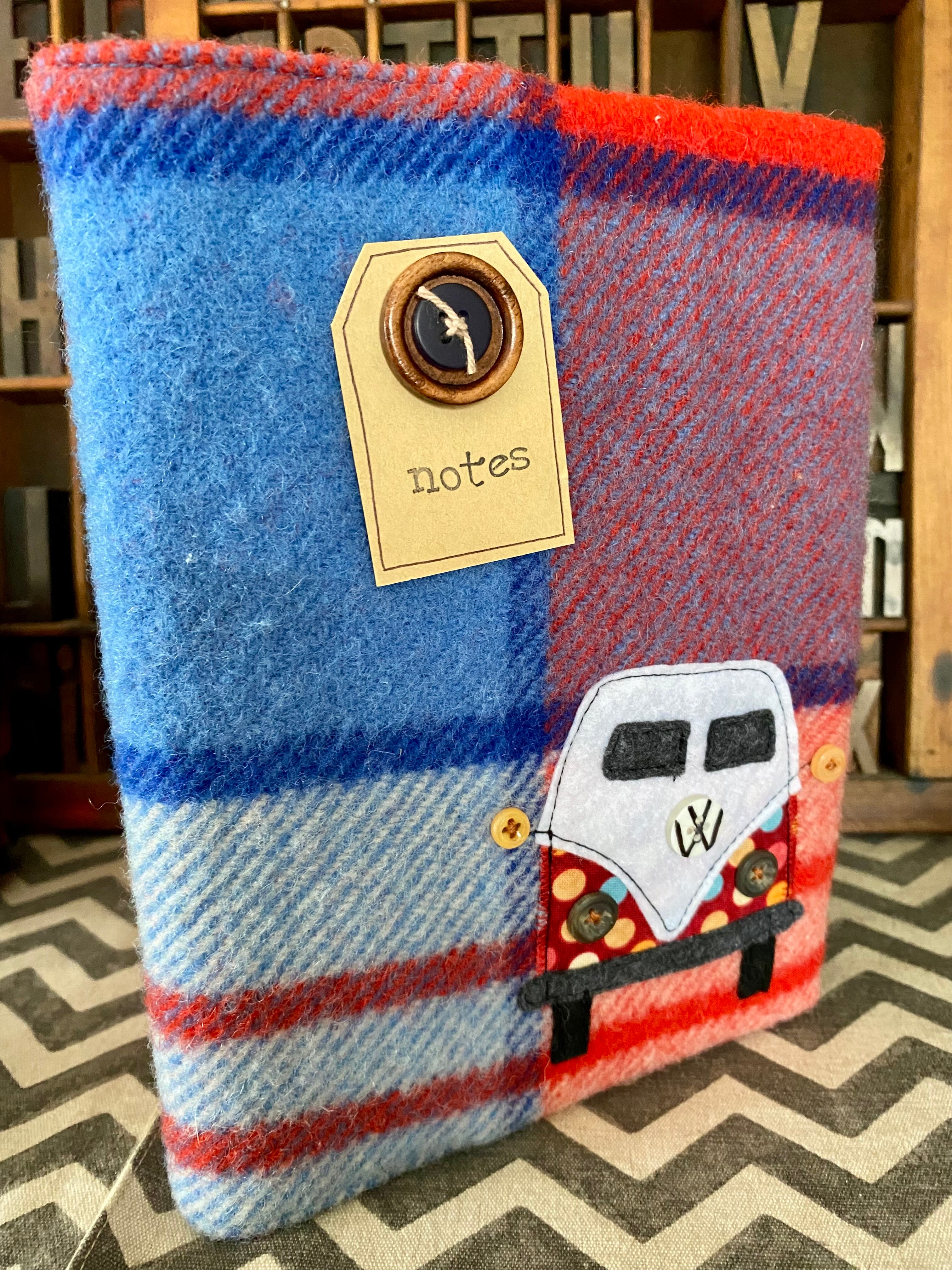 A5 Upcycled Notebook Kombi - Navy/Red
