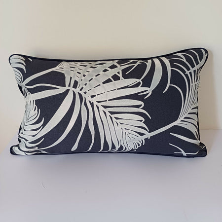 Outdoor Cushions - Navy and White - Palm Leaf